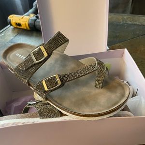 Madden Girl Brycee Pewter Footbed Sandals